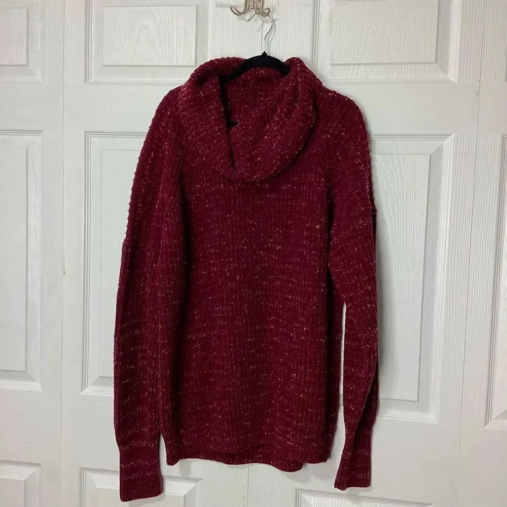 Free People Burgundy Chunky Knit Sweater Oversized S